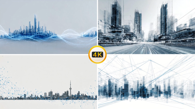 城市 科技感 建筑 线条 动画 未来都市