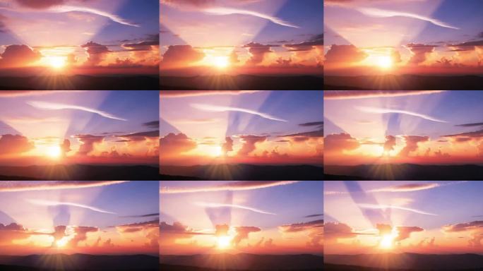 傍晚日落时分 天空彩霞延时画面