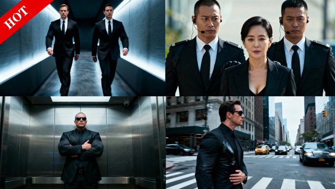 黑客保镖雄伟西装暴徒安保帅气跟踪保护视频