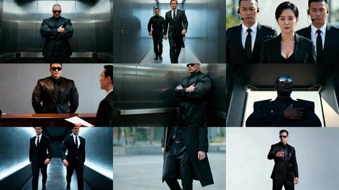 黑客保镖雄伟西装暴徒安保帅气跟踪保护视频