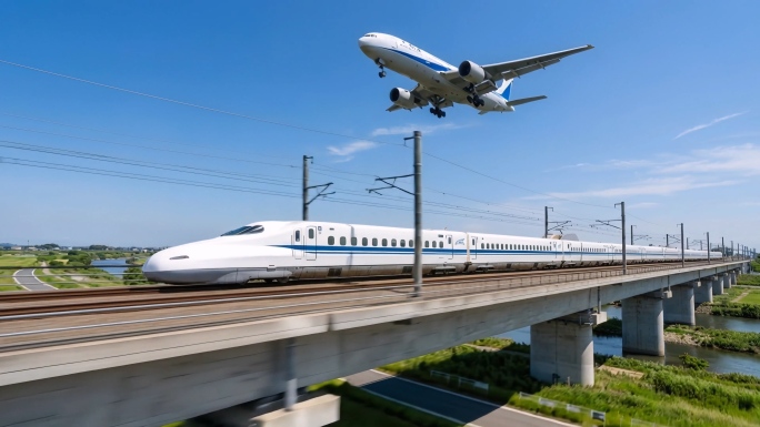 中国高铁和谐号复兴号动车列车铁路航拍高铁