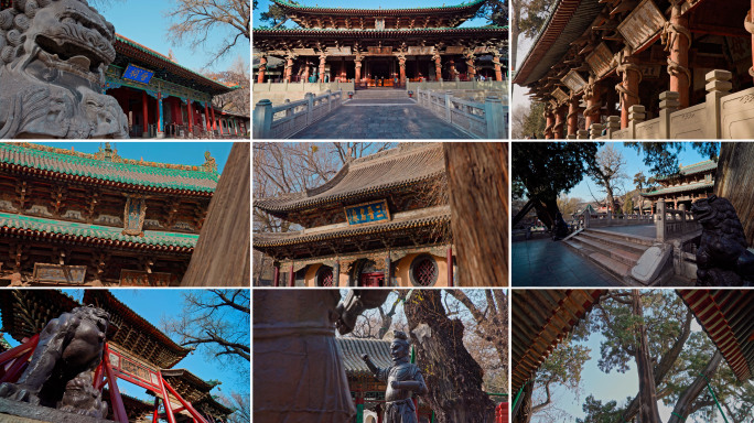 4K山西太原晋祠圣母殿雕塑建筑实拍