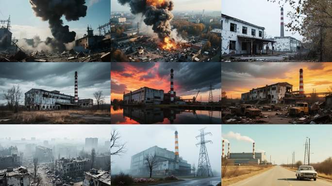 废弃工业区火焰爆炸场景