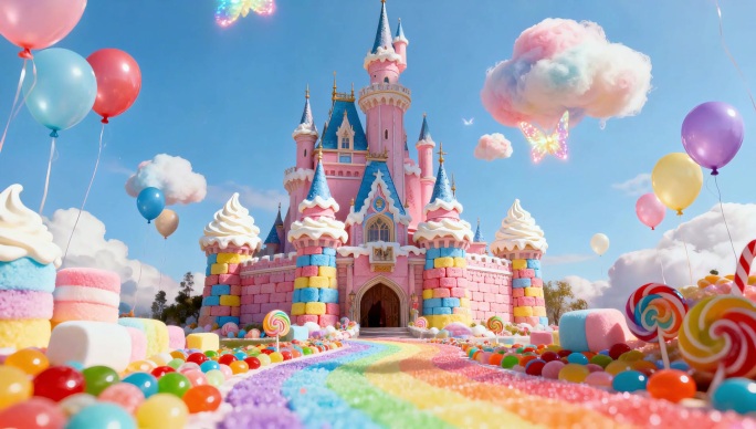 梦幻糖果城堡与彩虹视频
