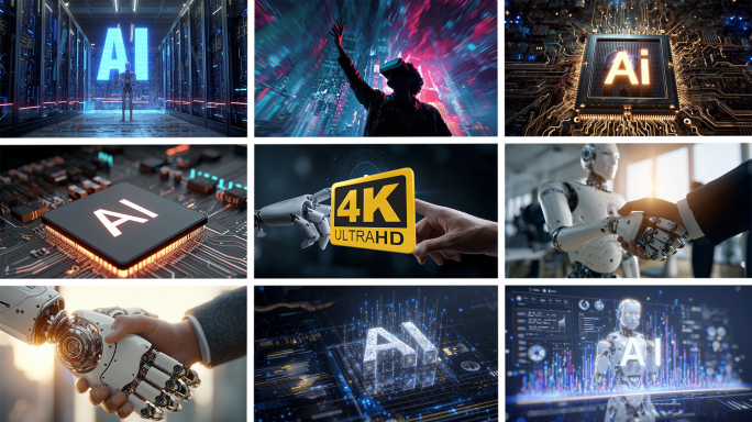 AI科技未来感人工智能与虚拟现实结合素材