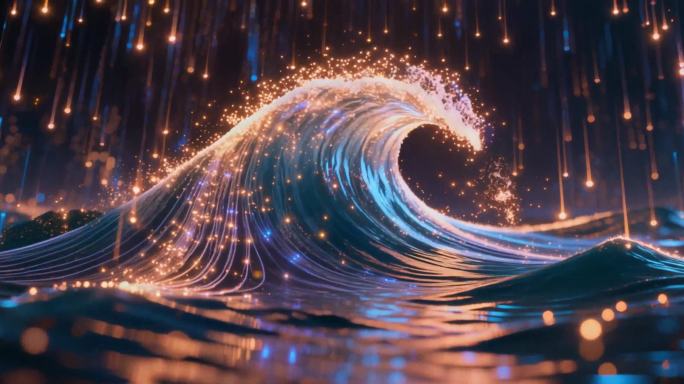 【宽屏】无缝循环 动感光效波浪背景