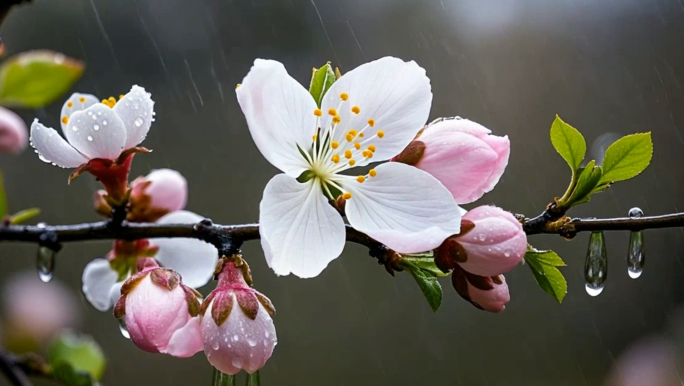 春日杏花绽放  花开微距延时摄影