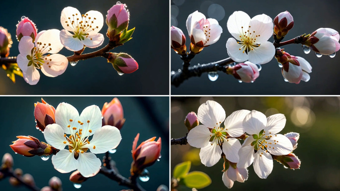 春日杏花绽放  花开微距延时摄影