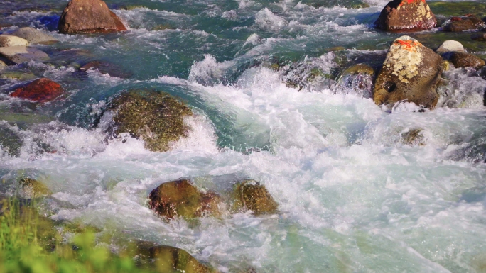 清澈的溪流泉水山泉水流河流自然矿泉水水源
