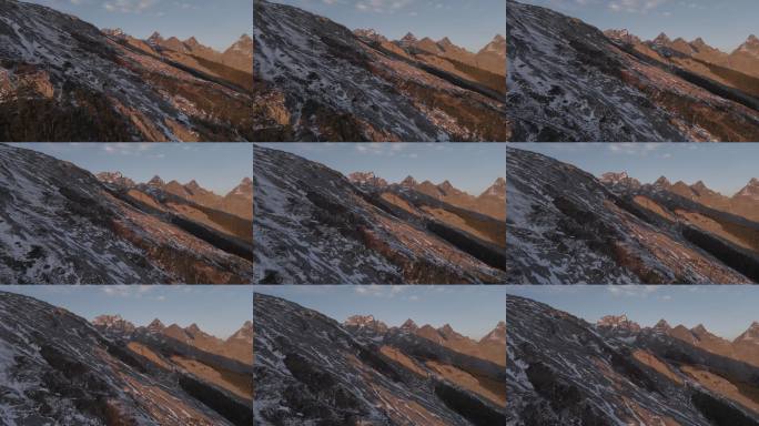 航拍雪山晨曦光影