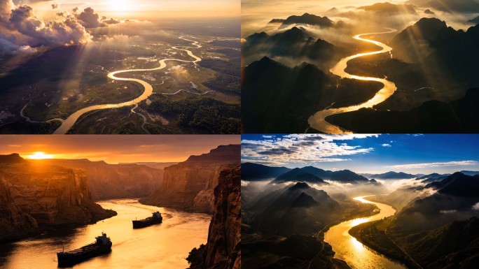 九曲黄河航拍河流蜿蜒河流自然风光大美中国