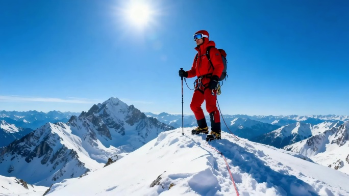 雪山攀登团队协作 川西高原