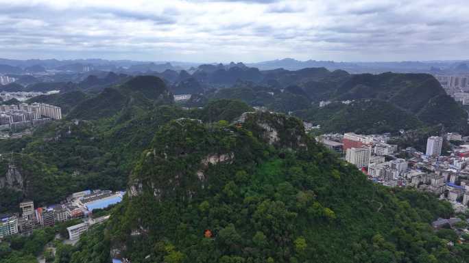 航拍广西柳州城市风光