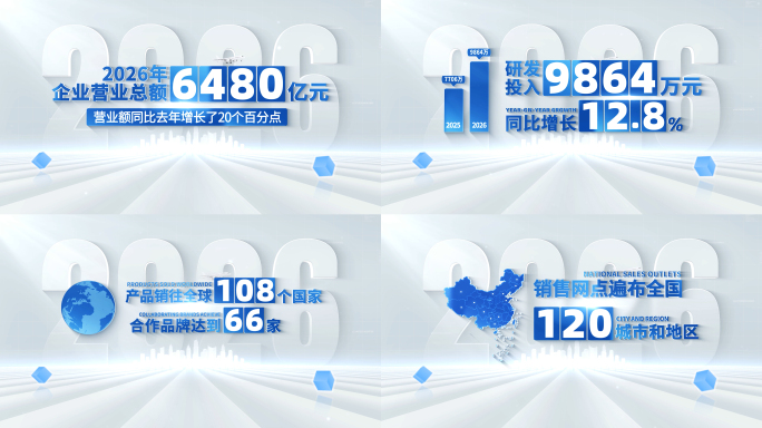 简洁科技企业数据文字包装展示
