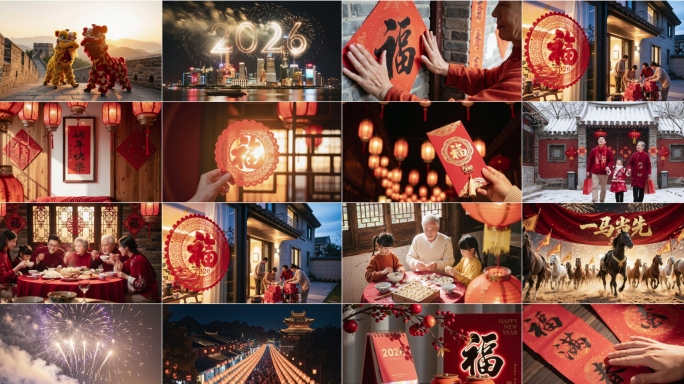 2026马年春节祝福新年团圆喜庆氛围