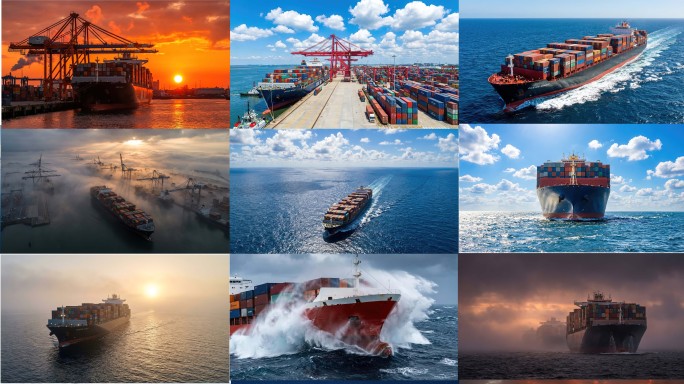 远洋货轮集装箱运输港口码头航运贸易海运