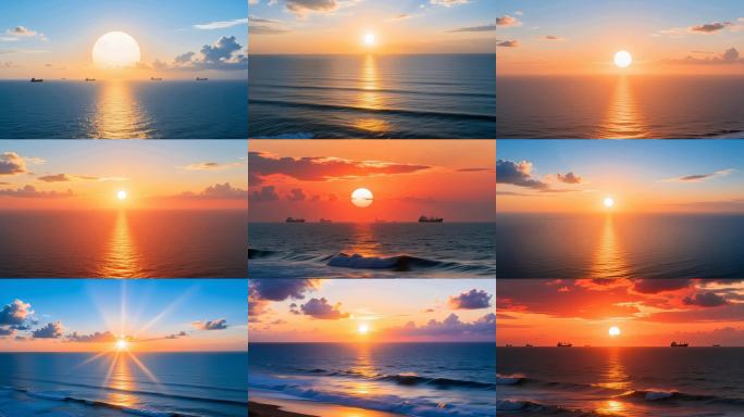 海平面日出东方海上日出太阳升起延时4K