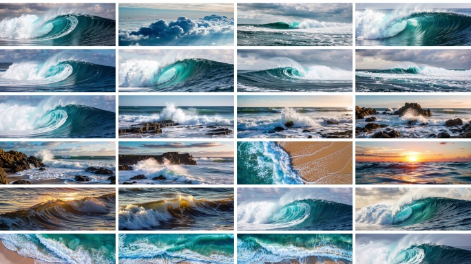 【宽屏】海浪翻滚海浪冲击浪潮潮汐气势磅礴