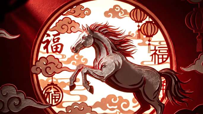 马年剪纸动画