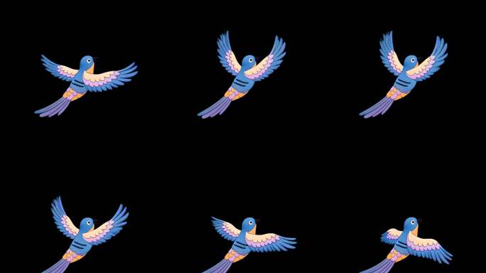 卡通小鸟飞翔动画_带通道