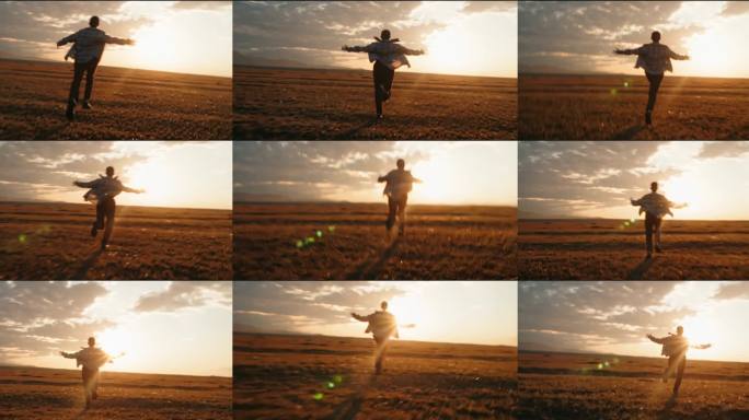 夕阳下奔跑的人1080p