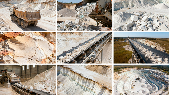 硅藻土矿开采 硅矿开采矿石运输与挖掘场景