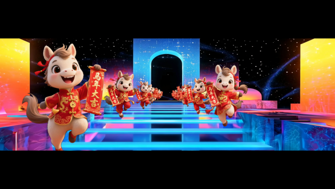 超宽屏时尚霓虹 新年晚会表演背景