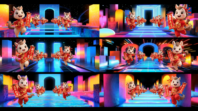 超宽屏时尚霓虹 新年晚会表演背景