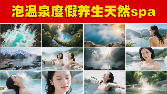 天然温泉养生美女泡温泉度假村放松spa