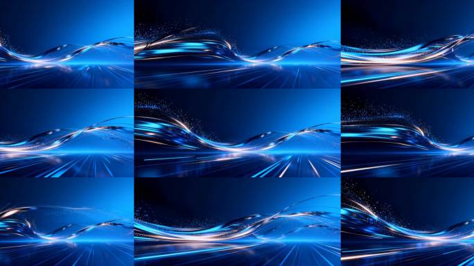 动感蓝色流光背景科技感光效波浪动画
