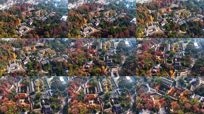 长沙岳麓书院秋景航拍