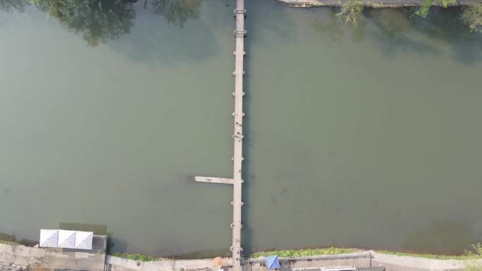 航拍邛崃夹关古镇水乡河道风光