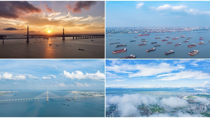 长江日出 长江货轮延时 沪苏通长江大桥