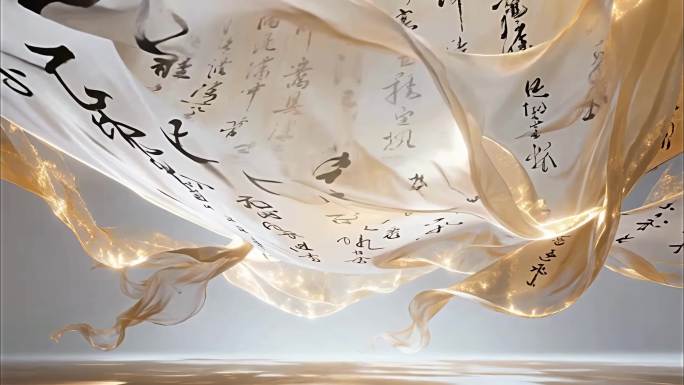 古风书法紫丝绸飘带