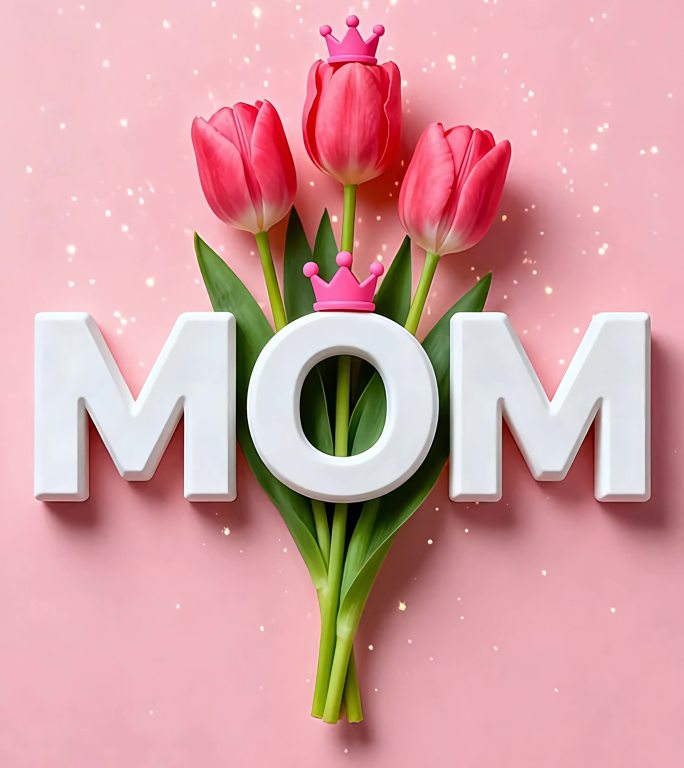 母亲节MOM鲜花祝福