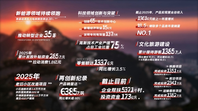 红色数据标题字幕文字AE模版