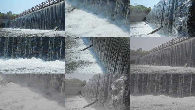 水面水流 大坝 水花 波纹 堤坝 水景观
