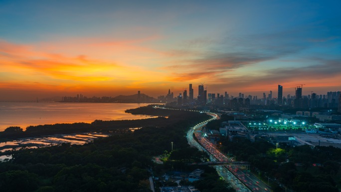 深圳湾日落晚霞8k延时