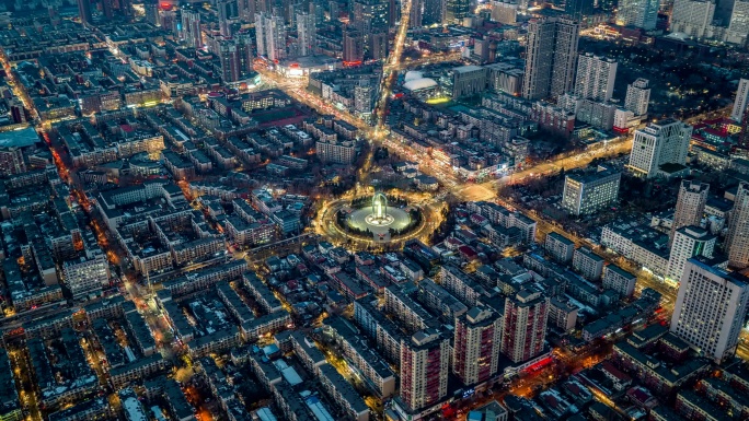 沈阳和平广场航拍延时