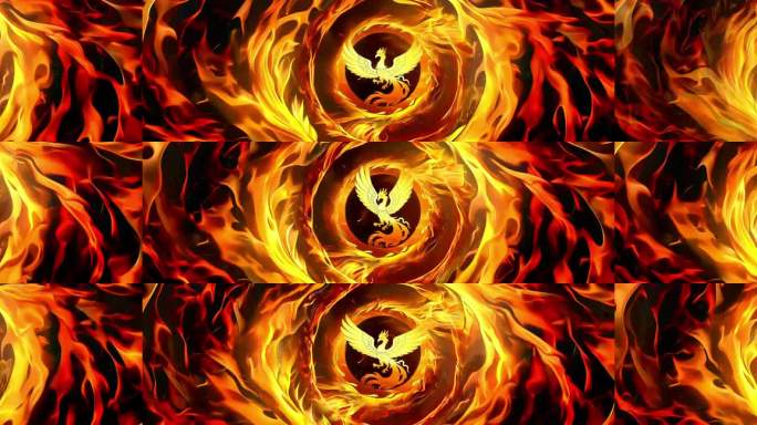 【循环】中国风火焰凤凰涅槃图腾 火焰隧道
