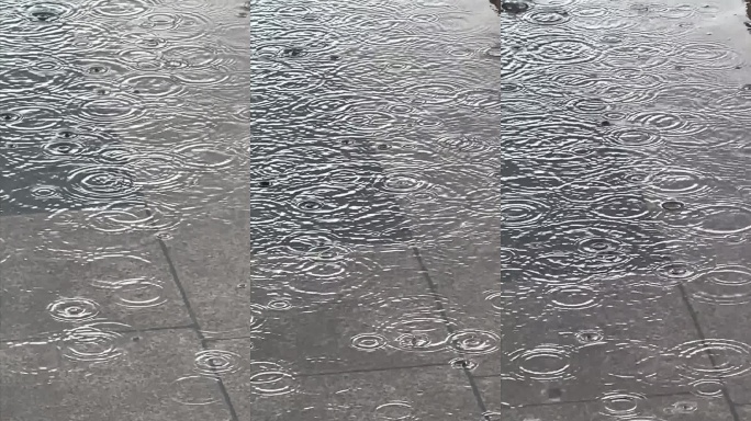 雨中地面水波纹特写