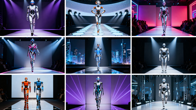 AI机器人时尚走秀 未来科技感时装表演