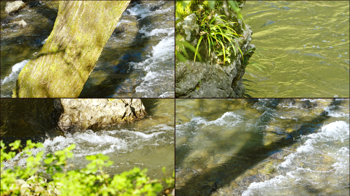 山间溪流清澈水流