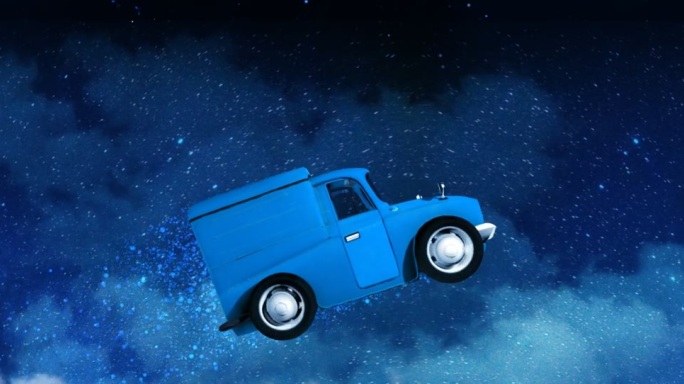 卡通货车彩虹穿梭夜景