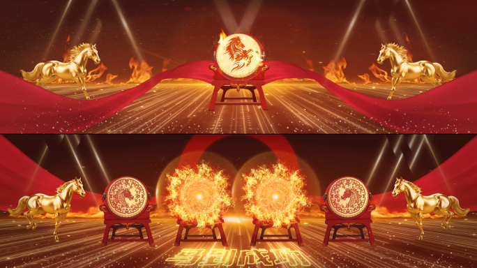 宽屏中国鼓打鼓舞台背景击鼓开场鼓火焰鼓舞