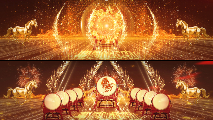 宽屏中国鼓打鼓舞台背景击鼓开场鼓火焰鼓舞