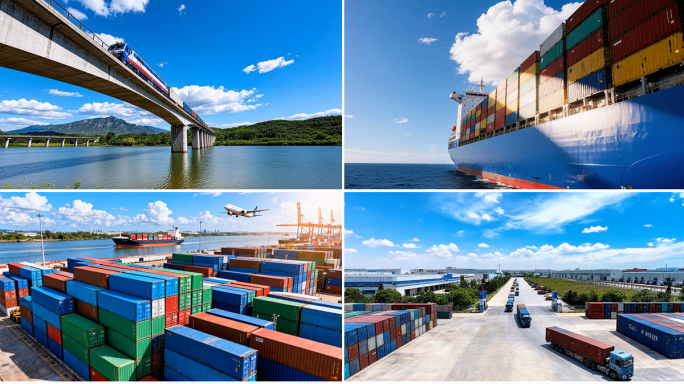 一带一路经济走廊多镜头合集