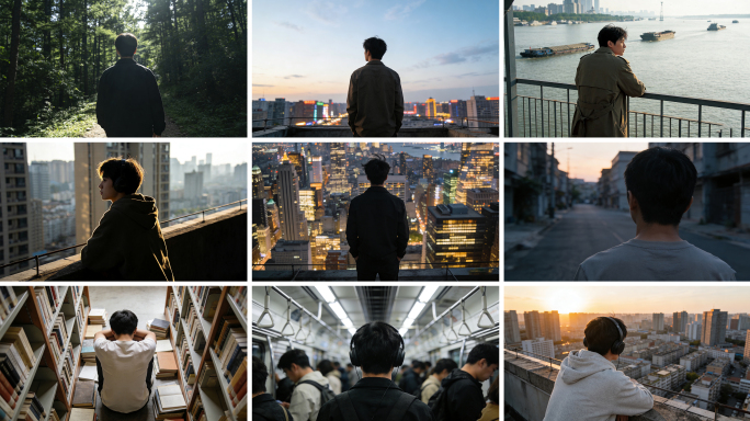 迷茫的年轻人 男生背影孤独时刻