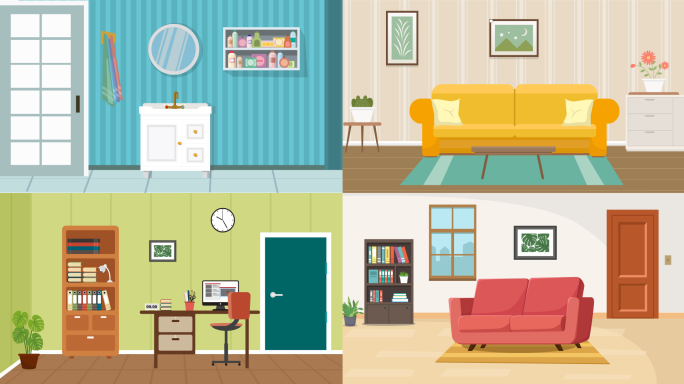 家居房间布置MG动画素材