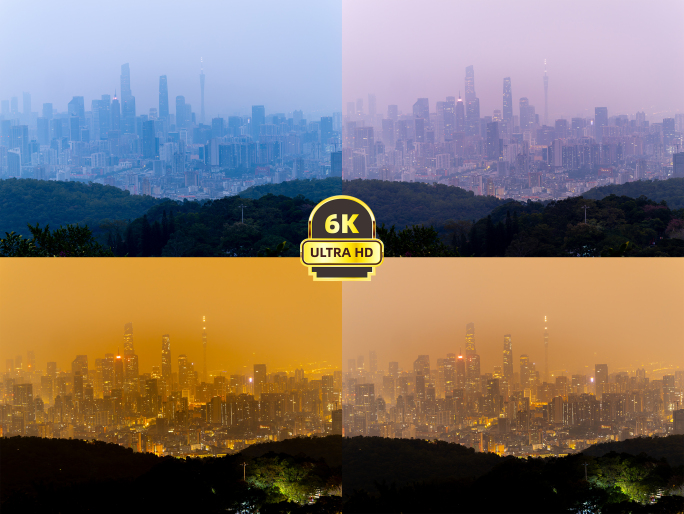 广州珠江新城万家灯火日转夜延时